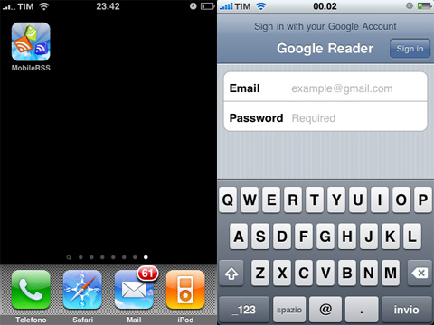MobileRSS, feed reader per iPhone