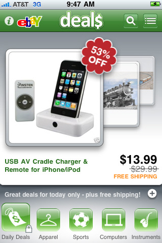 eBay Deals, l'applicazione eBay per iPhone che non vi farà più perdere un'occasione