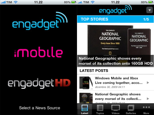 Engadget rilascia la sua applicazione per iPhone