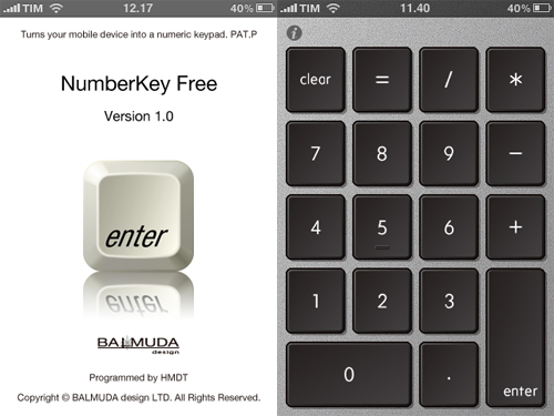 NumberKey Free trasforma iPhone in un tastierino numerico wireless