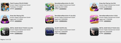 Konami sconta applicazioni per iPhone in App Store