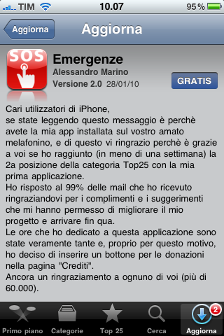 Emergenze: Nuovo update in App Store