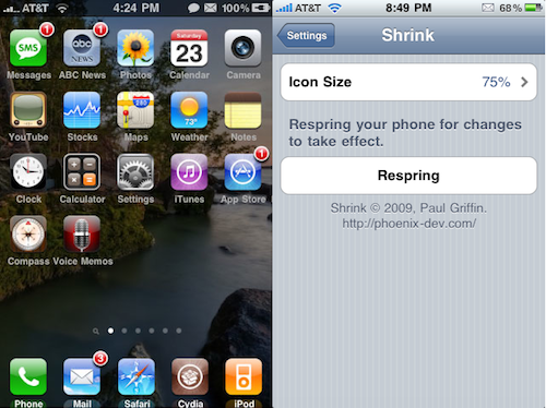Cydia: Shrink riduce la dimensione delle icone