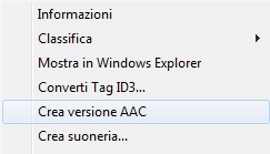 Creare versione AAC