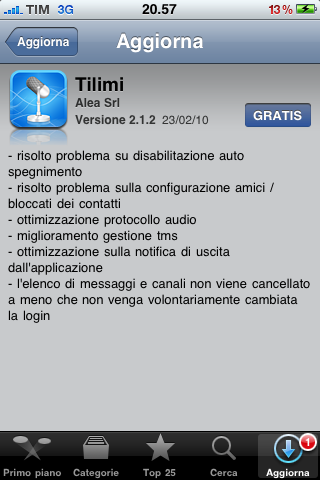 Tilimi, nuovo aggiornamento in App Store