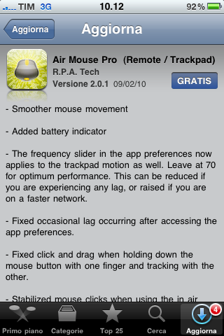 Air Mouse Aggiornamento 2.0.1