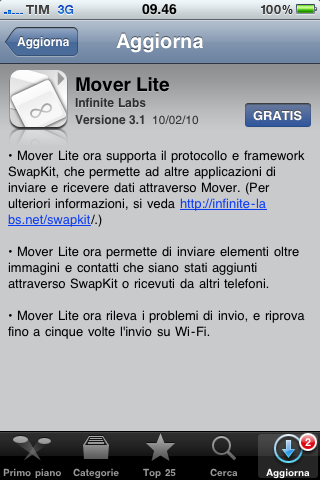 Mover+ aggiornamento 3.1