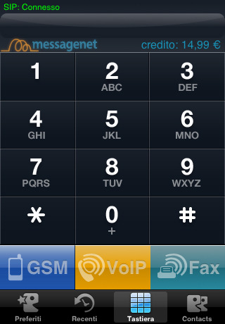 Messagenet Voip and Fax permette le chiamate in voip da rete 3G
