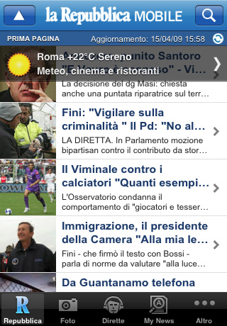 la Repubblica Mobile: aggiornamento porta gli editoriali