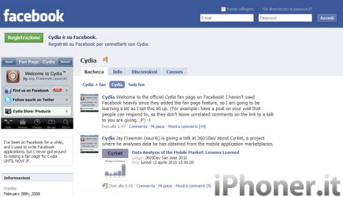 Cydia sbarca su Facebook