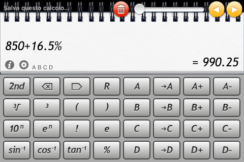 NoteCalc, una pratica calcolatrice scientifica per iPhone