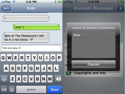 Bluetooth IM: messaggi gratis via Bluetooth tra iPhone