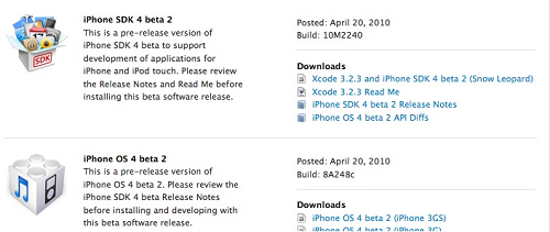 iPhone OS 4.0 beta 2 disponibile al download