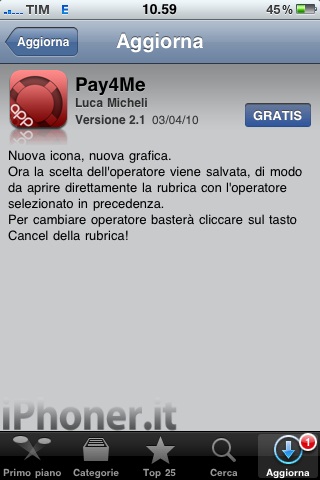 Pay4Me, aggiornamento 2.1 disponibile
