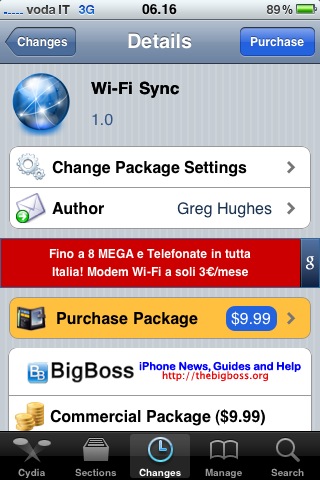 Wi-Fi Sync disponibile su Cydia Store