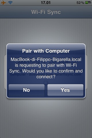 iphone wi fi sync confirm