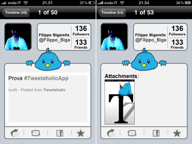 vista tweet con allegati