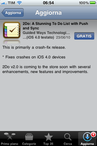 2Do si aggiorna per risolvere i problemi di crash su iOS 4