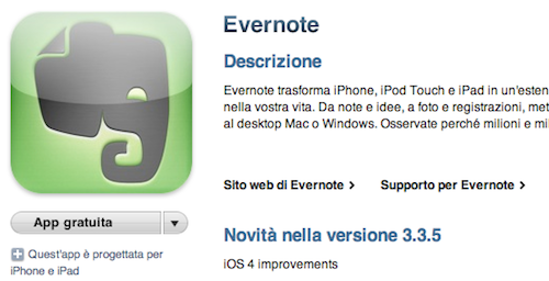 Evernote update iOS 4