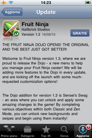 Fruit Ninja si aggiorna alla versione 1.3