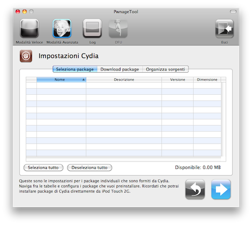 Impostazioni Cydia