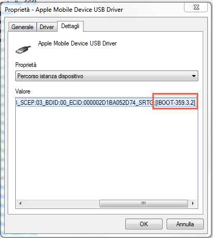 Proprietà - Apple Mobile Device USB Driver