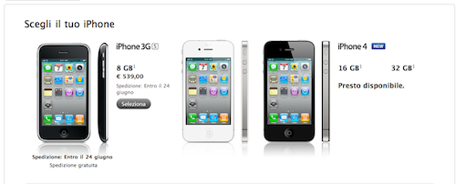 Apple Store Online: iPhone 3GS da 8gb