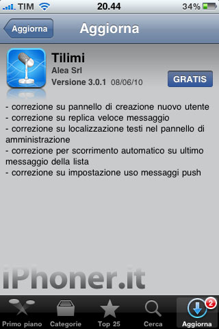 Tilimi, ancora un update pronto al download