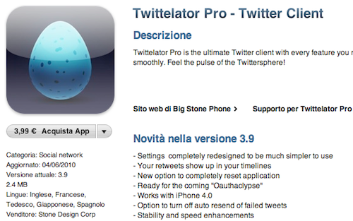 Twittelator Pro si aggiorna aggiungendo la compatibilità con OS 4.0