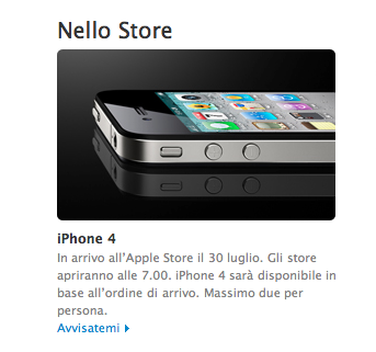 Gli Apple Store italiani apriranno alle 7 per il lancio di iPhone 4