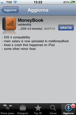 MoneyBook, la versione 2.1 è in App Store