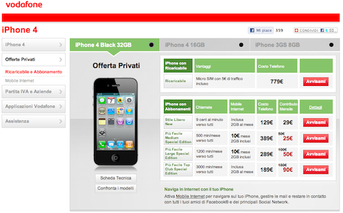 Vodafone rende ufficiali le offerte per iPhone 4