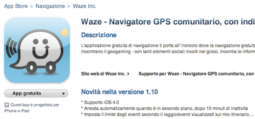 Waze introduce finalmente il supporto ad iOS 4