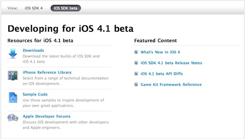 Apple ha rilasciato la prima beta di iOS 4.1 e SDK 4.1 per gli sviluppatori - AGGIORNATO