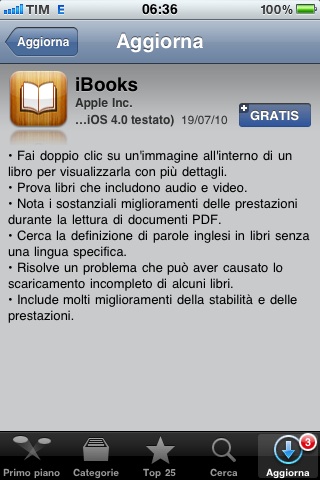 iBooks nuovo aggiornamento in App Store