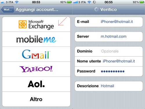 Configurazione Hotmail