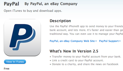 PayPal update 2.5