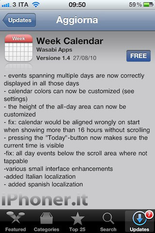 Week Calendar, ora con il supporto alla lingua italiana
