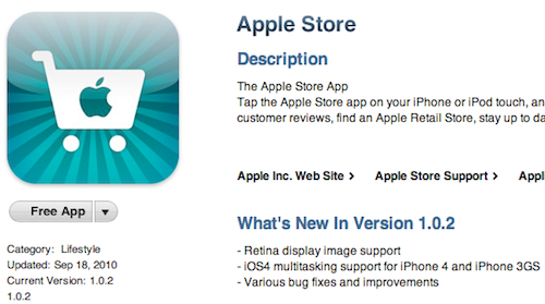 Apple Store update 1.0.2