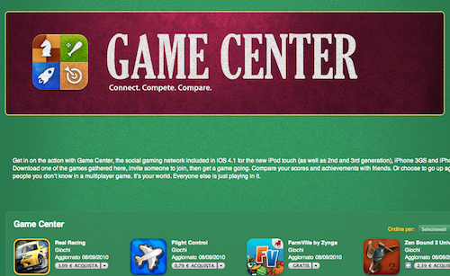 Game Center sezione App Store