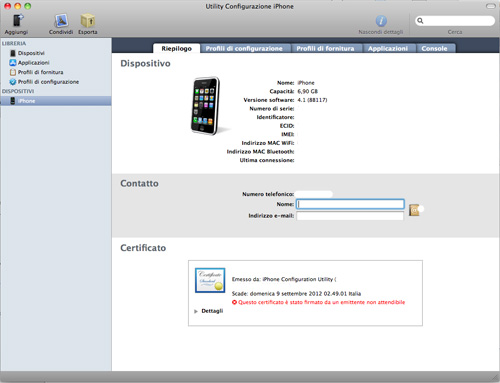 iPhone Configuration Utility aggiornato alla versione 3.1