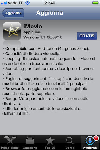 iMovie update 1.1