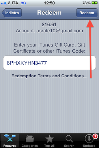 Come riscattare un redeem dall'iTunes Store USA