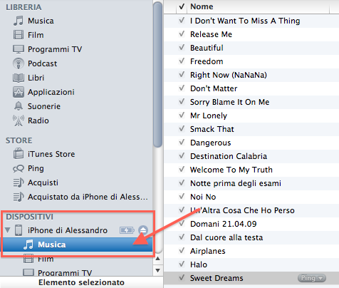 Canzone iPhone su iTunes