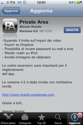 Private Area arriva alla versione 4.0 e iPhoner ve ne regala 5 copie