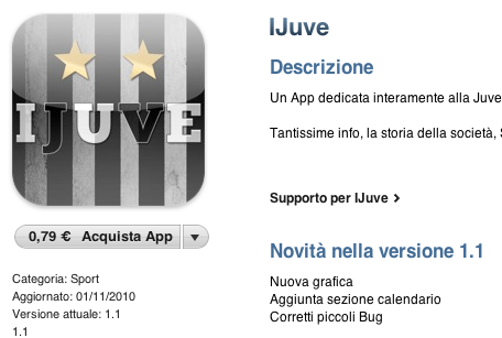 iJuve: la versione 1.1 arriva in App Store