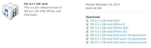 iOS 4.2.1 GM rilasciata
