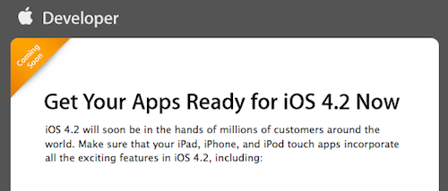 Apple invita (di nuovo) gli sviluppatori a terminare il lavoro sulle app per iOS 4.2 