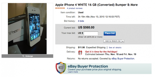 Apple fa rimuovere gli iPhone 4 bianchi da eBay 