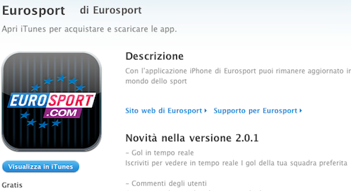 Eurosport: nuovo update per nuove funzionalità